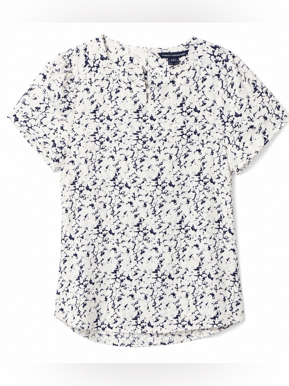 French Connection Abstract Navy Print Short Sleeve Blouse Top US 4